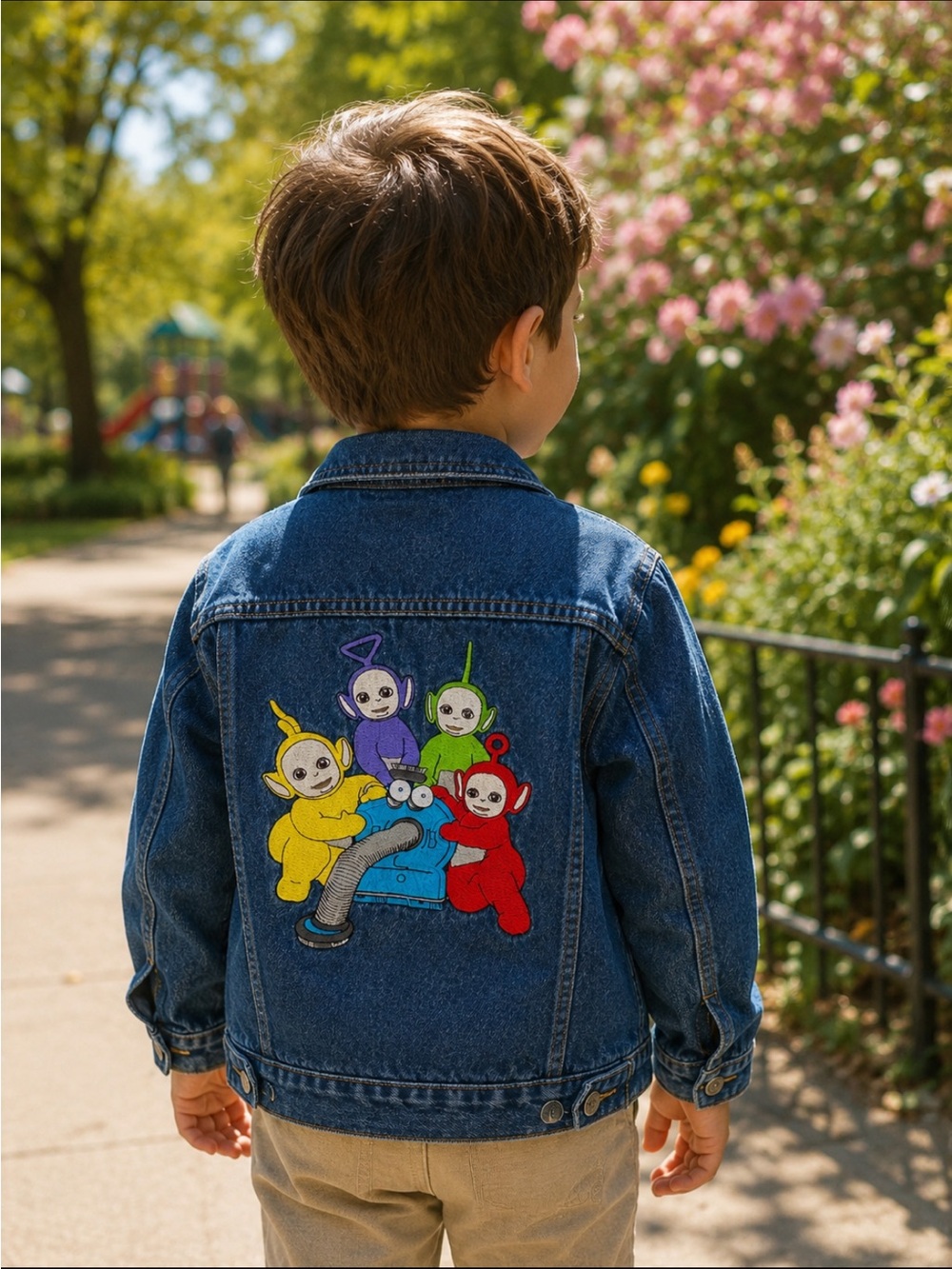 Vintage Teletubbies Denim Jacket – Kids Size 5 – Rare/Vintage Style